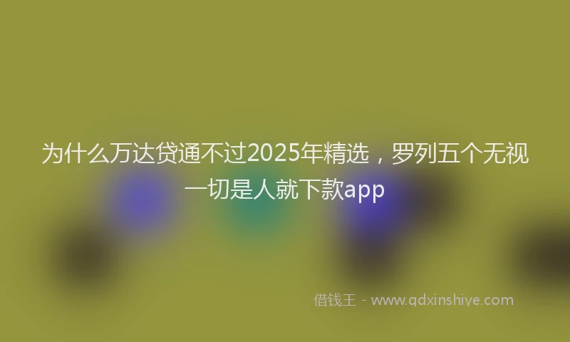 为什么万达贷通不过2025年精选，罗列五个无视一切是人就下款app