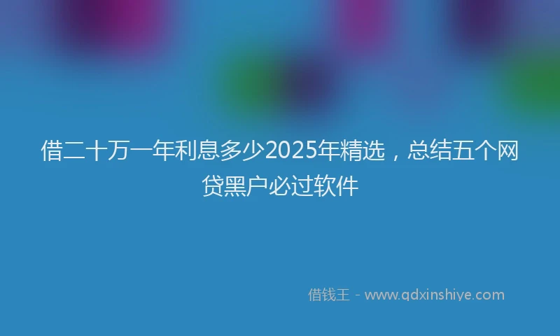 借二十万一年利息多少2025年精选，总结五个网贷黑户必过软件