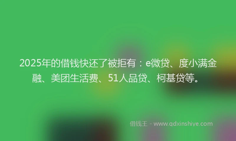 2025年的借钱快还了被拒有：e微贷、度小满金融、美团生活费、51人品贷、柯基贷等。