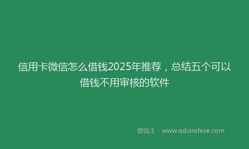 信用卡微信怎么借钱2025年推荐，总结五个可以借钱不用审核的软件