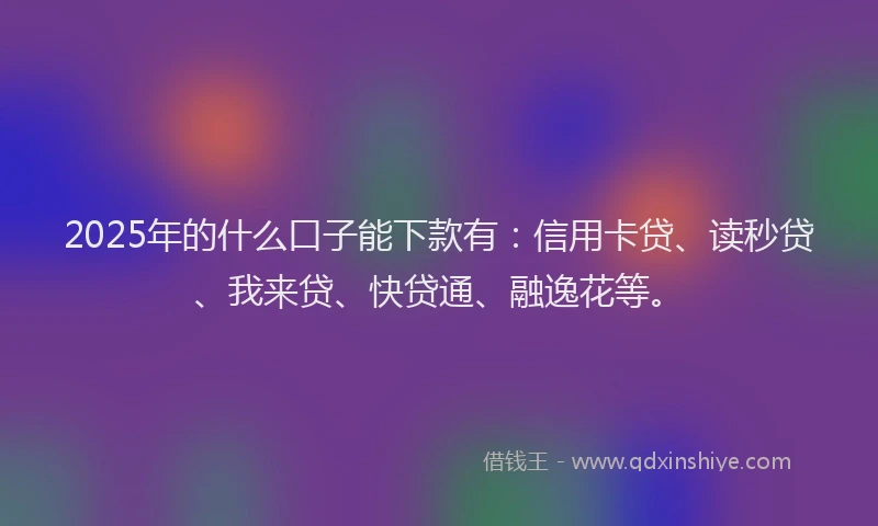 2025年的什么口子能下款有：信用卡贷、读秒贷、我来贷、快贷通、融逸花等。