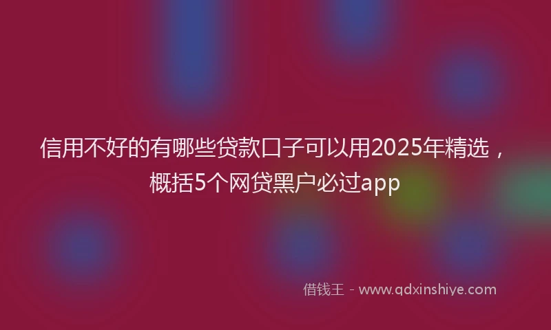 信用不好的有哪些贷款口子可以用2025年精选，概括5个网贷黑户必过app