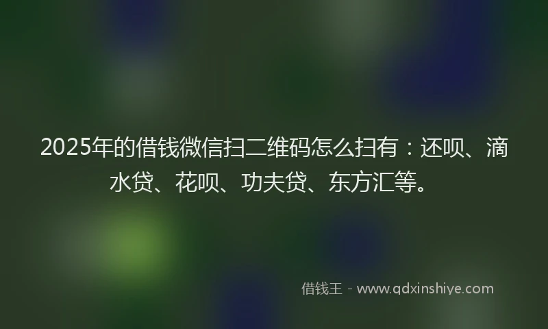 2025年的借钱微信扫二维码怎么扫有：还呗、滴水贷、花呗、功夫贷、东方汇等。