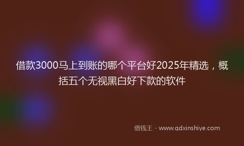 借款3000马上到账的哪个平台好2025年精选，概括五个无视黑白好下款的软件