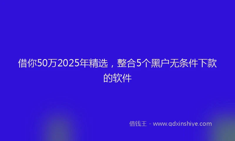 借你50万2025年精选，整合5个黑户无条件下款的软件