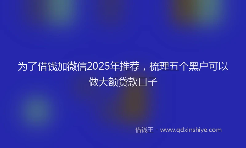 为了借钱加微信2025年推荐，梳理五个黑户可以做大额贷款口子