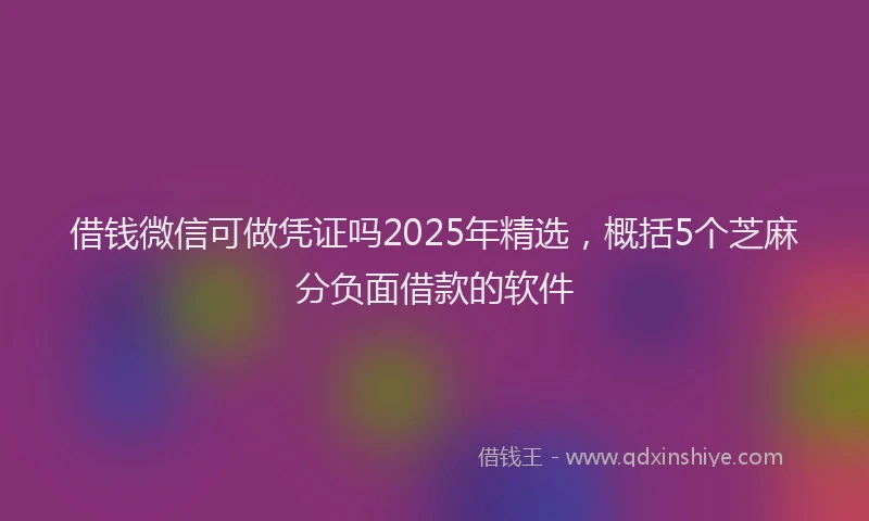 借钱微信可做凭证吗2025年精选，概括5个芝麻分负面借款的软件