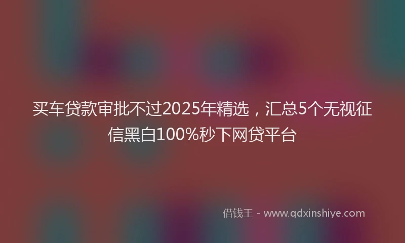 买车贷款审批不过2025年精选，汇总5个无视征信黑白100%秒下网贷平台