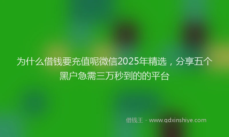 为什么借钱要充值呢微信2025年精选，分享五个黑户急需三万秒到的的平台