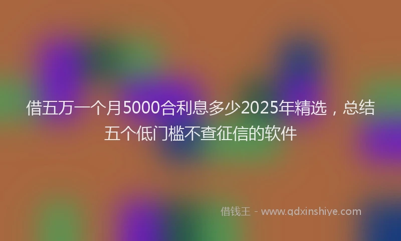 借五万一个月5000合利息多少2025年精选，总结五个低门槛不查征信的软件