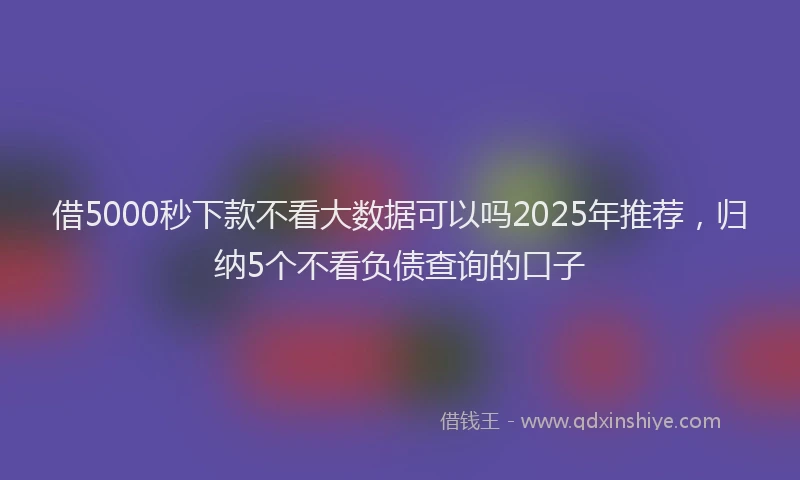 借5000秒下款不看大数据可以吗2025年推荐，归纳5个不看负债查询的口子