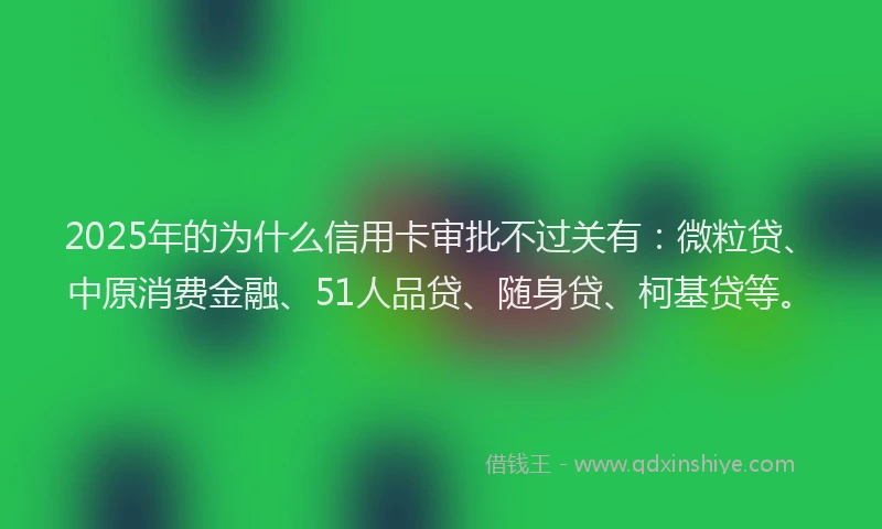 2025年的为什么信用卡审批不过关有：微粒贷、中原消费金融、51人品贷、随身贷、柯基贷等。