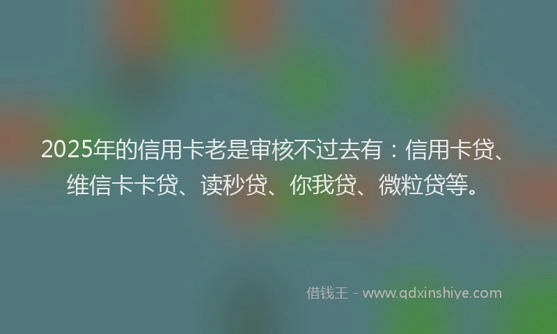 2025年的信用卡老是审核不过去有：信用卡贷、维信卡卡贷、读秒贷、你我贷、微粒贷等。