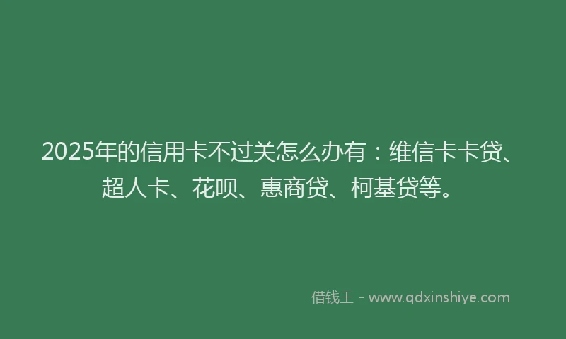 2025年的信用卡不过关怎么办有：维信卡卡贷、超人卡、花呗、惠商贷、柯基贷等。