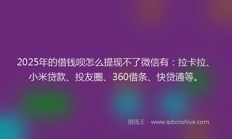 2025年的借钱呗怎么提现不了微信有：拉卡拉、小米贷款、投友圈、360借条、快贷通等。