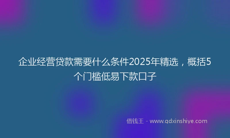 企业经营贷款需要什么条件2025年精选，概括5个门槛低易下款口子