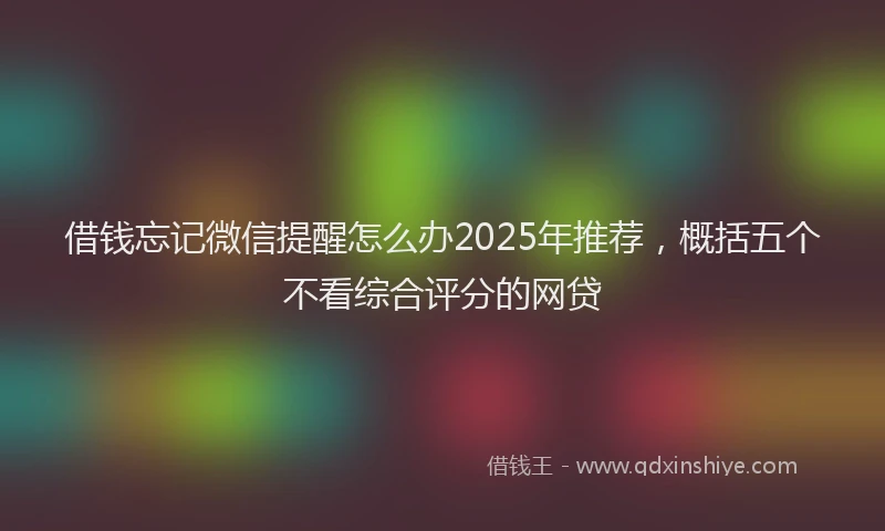 借钱忘记微信提醒怎么办2025年推荐，概括五个不看综合评分的网贷