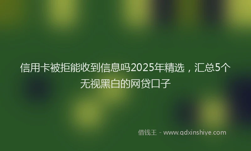 信用卡被拒能收到信息吗2025年精选，汇总5个无视黑白的网贷口子