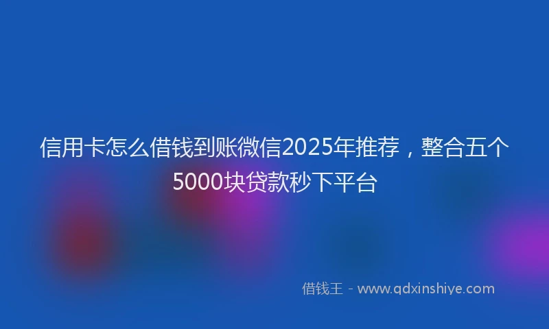 信用卡怎么借钱到账微信2025年推荐，整合五个5000块贷款秒下平台
