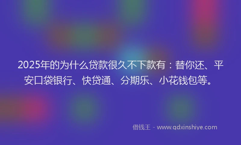 2025年的为什么贷款很久不下款有：替你还、平安口袋银行、快贷通、分期乐、小花钱包等。