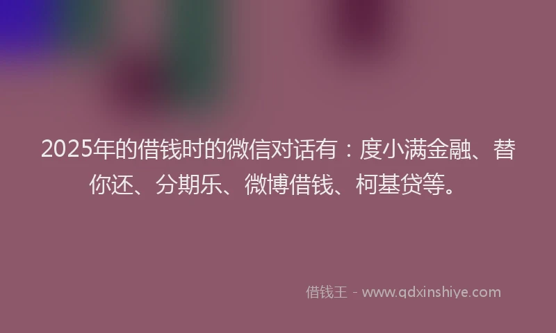 2025年的借钱时的微信对话有：度小满金融、替你还、分期乐、微博借钱、柯基贷等。