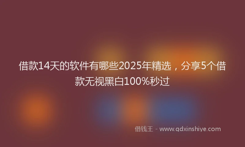 借款14天的软件有哪些2025年精选，分享5个借款无视黑白100%秒过