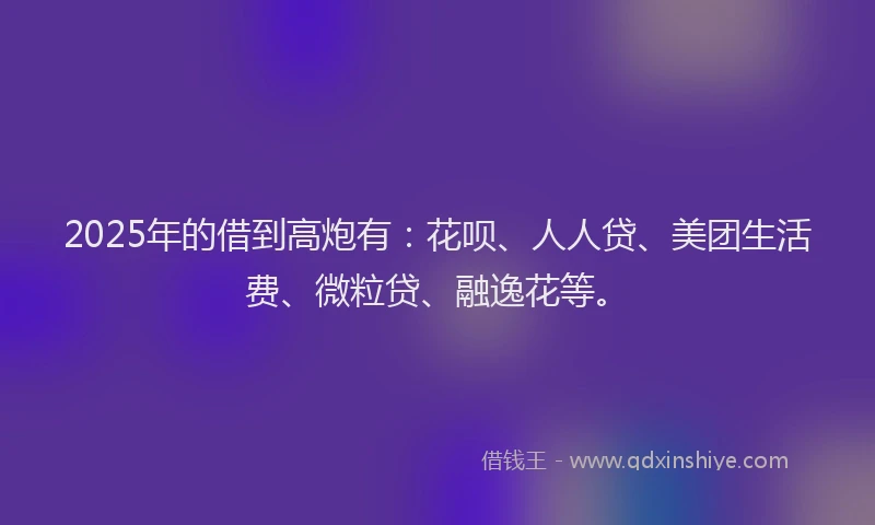 2025年的借到高炮有：花呗、人人贷、美团生活费、微粒贷、融逸花等。