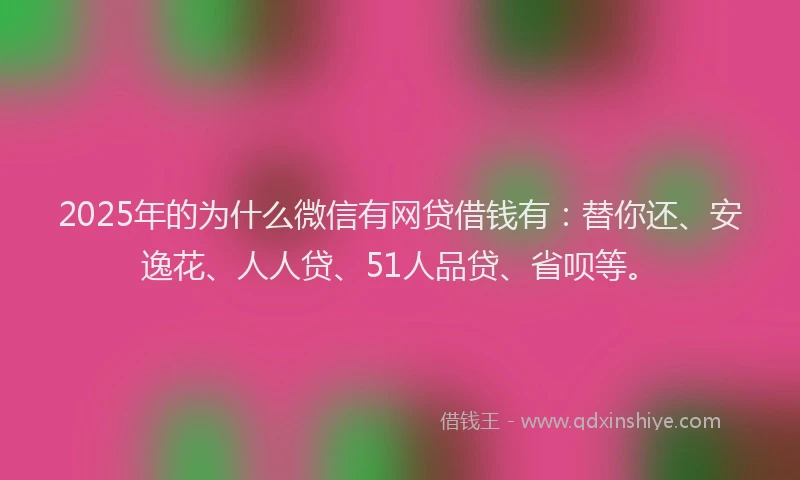 2025年的为什么微信有网贷借钱有：替你还、安逸花、人人贷、51人品贷、省呗等。