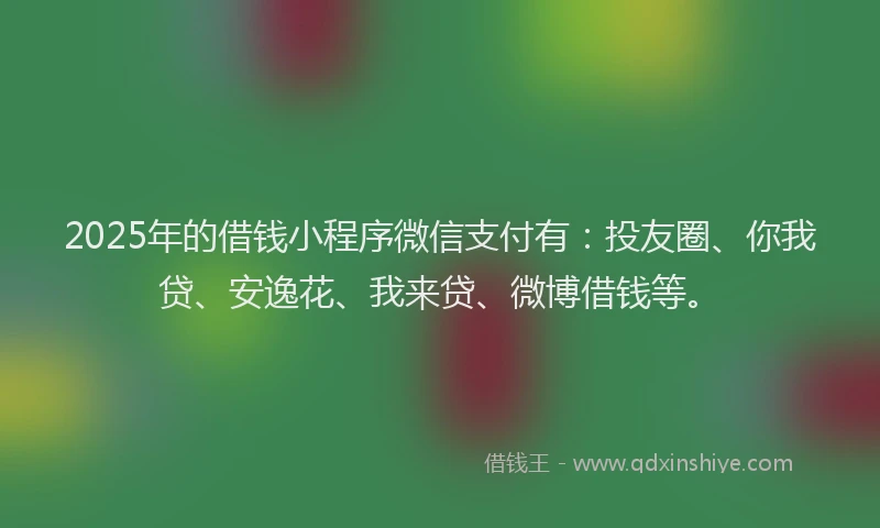 2025年的借钱小程序微信支付有：投友圈、你我贷、安逸花、我来贷、微博借钱等。