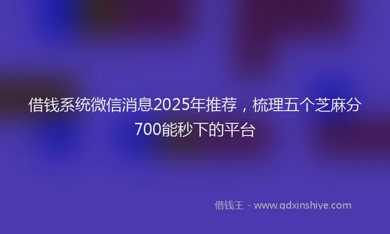 借钱系统微信消息2025年推荐，梳理五个芝麻分700能秒下的平台