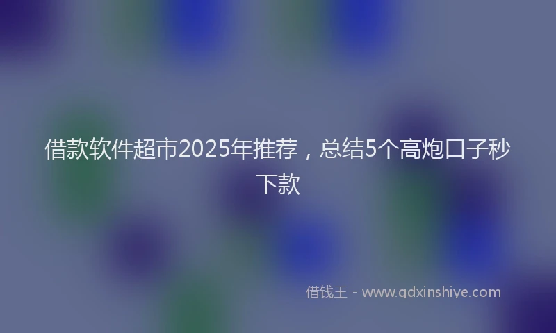 借款软件超市2025年推荐，总结5个高炮口子秒下款