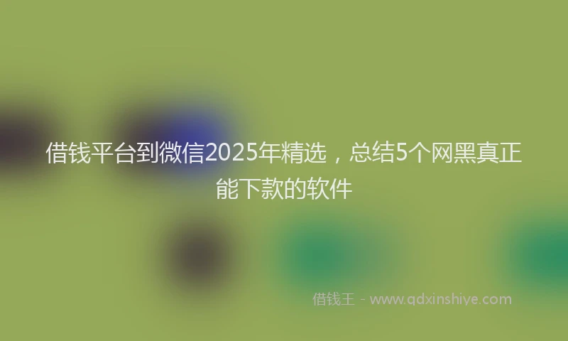 借钱平台到微信2025年精选，总结5个网黑真正能下款的软件