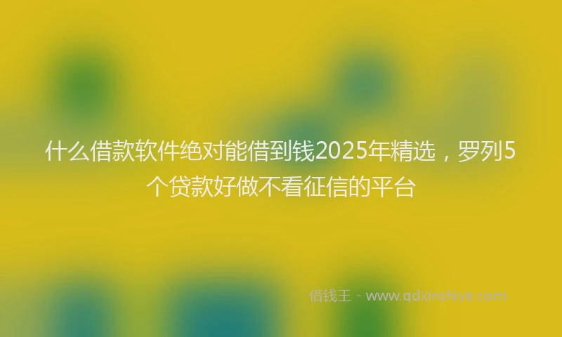 什么借款软件绝对能借到钱2025年精选，罗列5个贷款好做不看征信的平台