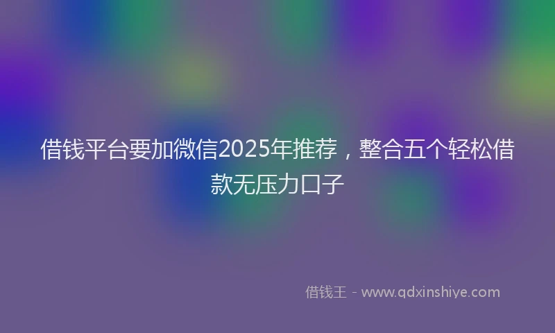 借钱平台要加微信2025年推荐，整合五个轻松借款无压力口子