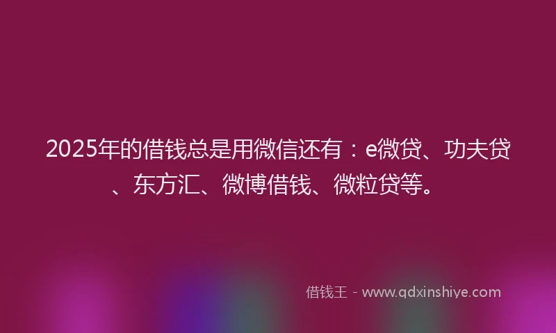 2025年的借钱总是用微信还有：e微贷、功夫贷、东方汇、微博借钱、微粒贷等。