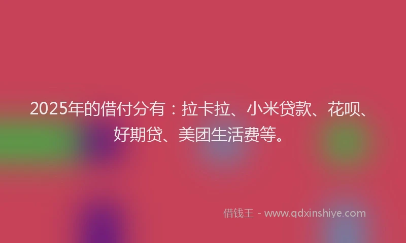 2025年的借付分有：拉卡拉、小米贷款、花呗、好期贷、美团生活费等。