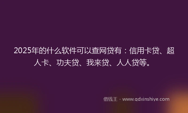 2025年的什么软件可以查网贷有：信用卡贷、超人卡、功夫贷、我来贷、人人贷等。