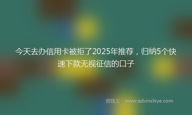 今天去办信用卡被拒了2025年推荐，归纳5个快速下款无视征信的口子
