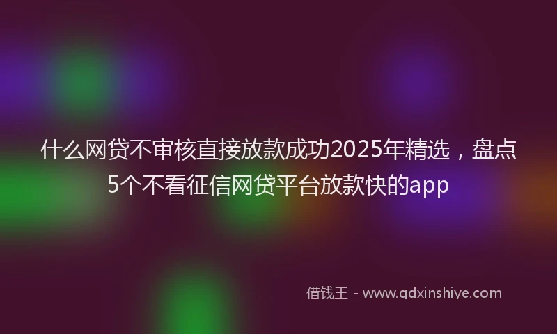 什么网贷不审核直接放款成功2025年精选，盘点5个不看征信网贷平台放款快的app