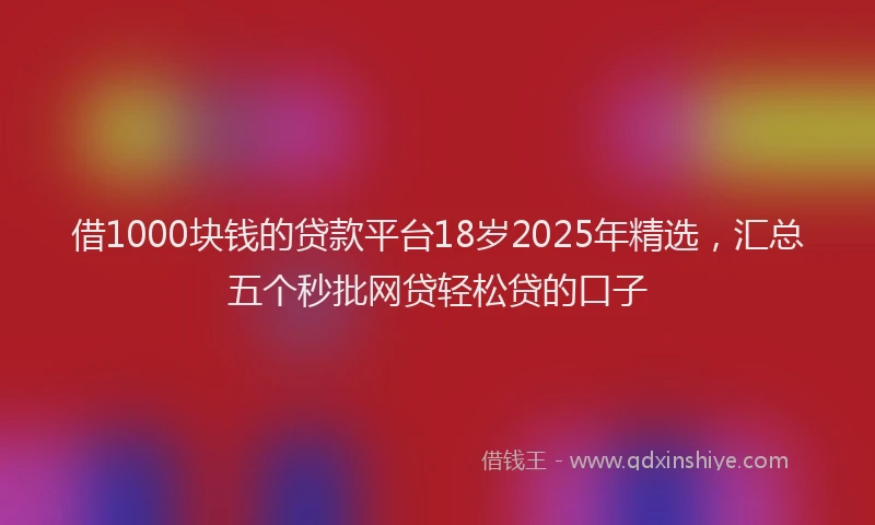 借1000块钱的贷款平台18岁2025年精选，汇总五个秒批网贷轻松贷的口子