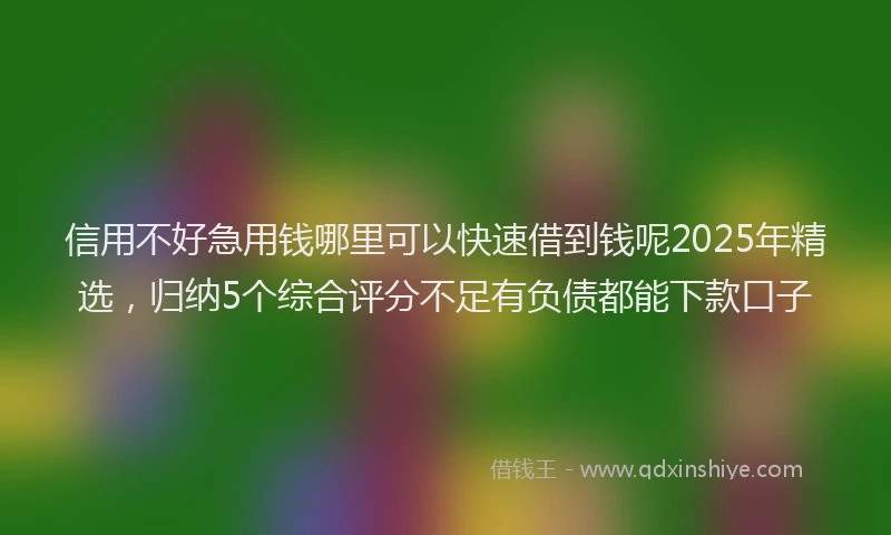 信用不好急用钱哪里可以快速借到钱呢2025年精选，归纳5个综合评分不足有负债都能下款口子