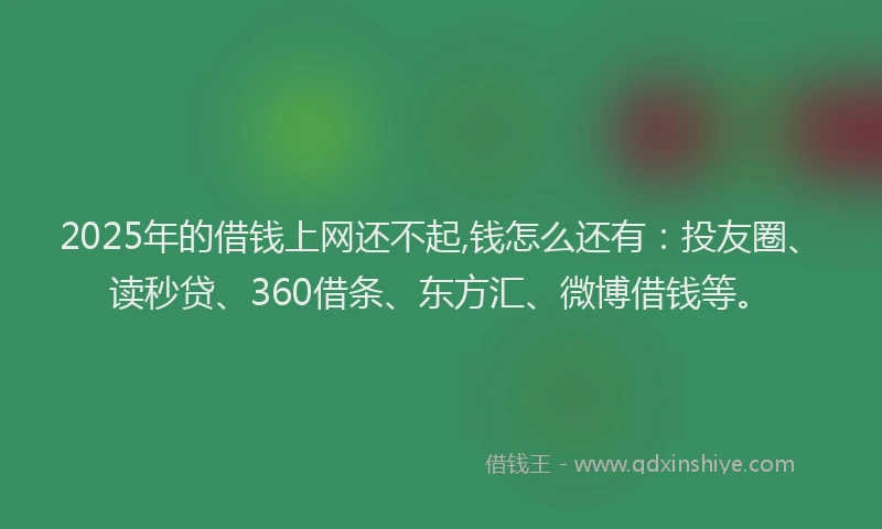 2025年的借钱上网还不起,钱怎么还有：投友圈、读秒贷、360借条、东方汇、微博借钱等。