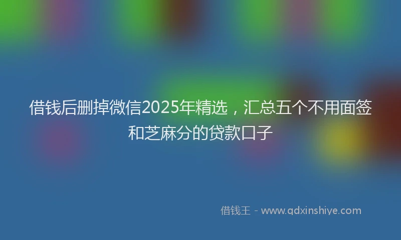 借钱后删掉微信2025年精选，汇总五个不用面签和芝麻分的贷款口子