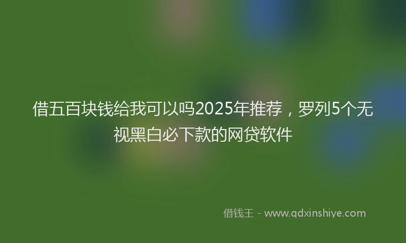 借五百块钱给我可以吗2025年推荐，罗列5个无视黑白必下款的网贷软件