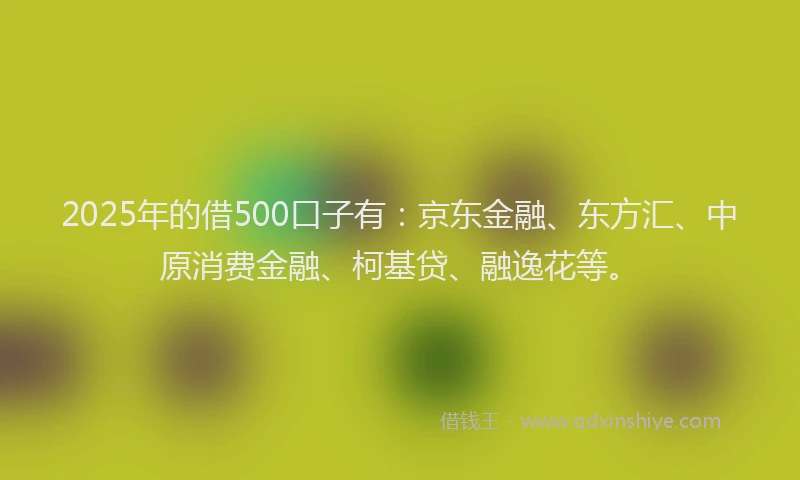 2025年的借500口子有：京东金融、东方汇、中原消费金融、柯基贷、融逸花等。