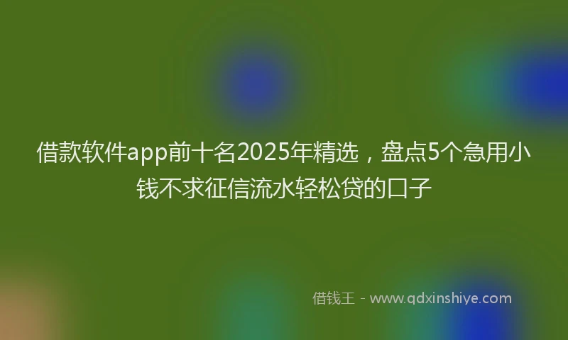 借款软件app前十名2025年精选，盘点5个急用小钱不求征信流水轻松贷的口子
