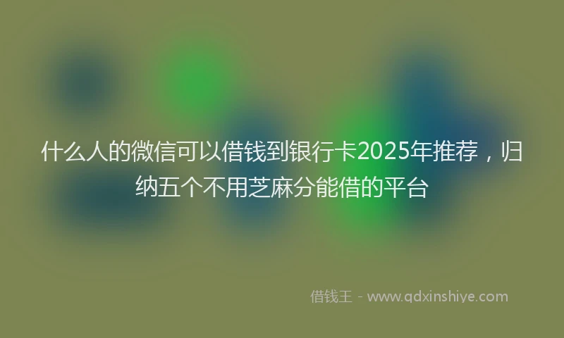 什么人的微信可以借钱到银行卡2025年推荐，归纳五个不用芝麻分能借的平台