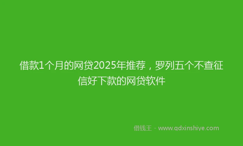 借款1个月的网贷2025年推荐，罗列五个不查征信好下款的网贷软件