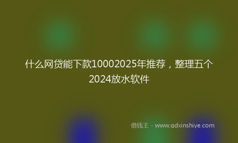 什么网贷能下款10002025年推荐，整理五个2024放水软件