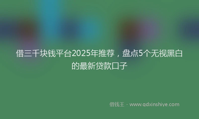 借三千块钱平台2025年推荐，盘点5个无视黑白的最新贷款口子
